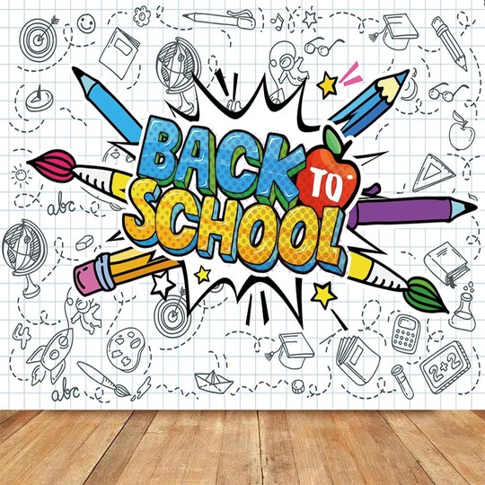 7x5ft Back to School Classroom Backdrop, Cartoon First Day of School Photography Background, Teacher Kids Party Decorations, Welcome Classroom Decor Photo Booth Props